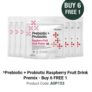 PREBIOTIC + PROBIOTIC RASPBERRY FRUIT DRINK PREMIX – BUY 6 FREE 1
