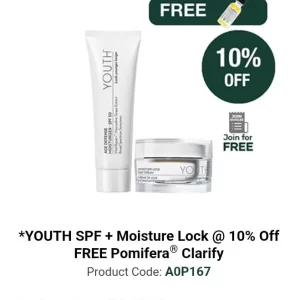 YOUTH SPF + MOISTURE LOCK @ 10% OFF FREE POMIFERA CLARIFY